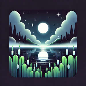 Cartoon Lake at Night